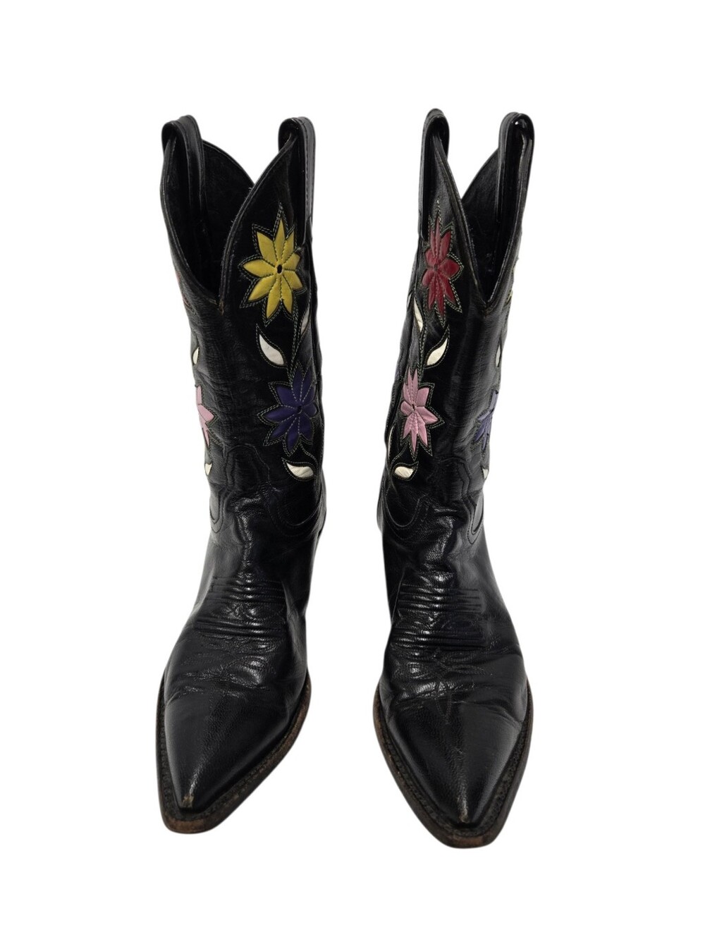 Vintage 1970s Tony Lama Floral Inlay Cowgirl Boots - Picture 3 of 9